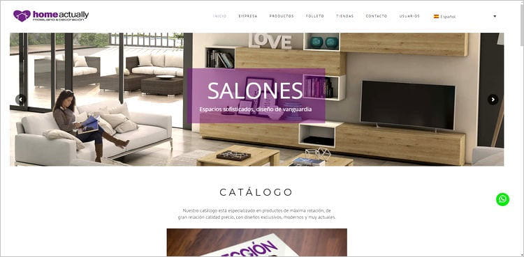 Aspecto de la página principal de HomeActually